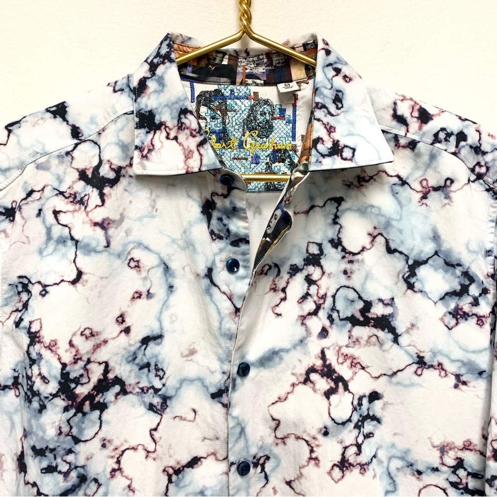 Robert Graham Marble Artwork Print Long Sleeve Button Shirt Classic Fit Size M - Picture 2 of 16